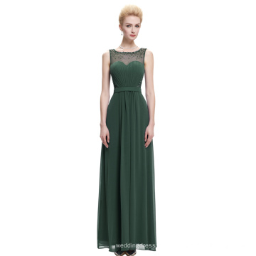 Starzz sin mangas de gasa largo verde oscuro vestido de dama de honor formal ST000064-4